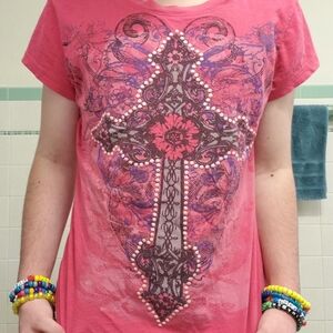 affliction style "appropriate behavior" womens mcbling scene tshirt